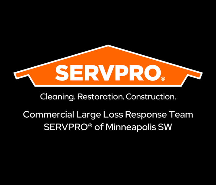 SERVPRO logo on black background with Commercial Large Loss Response Team text